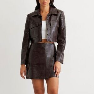 Dynamite Crocodile Faux Leather - *3 PIECE SET* includes jacket, pants and skirt